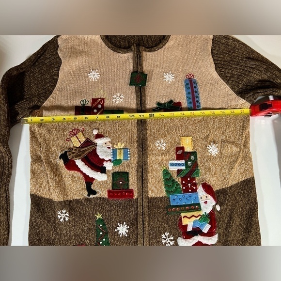 Vintage 90s Tiara Intnatl. Christmas zip up sweater jacket embroidered sz 3X - Picture 8 of 9